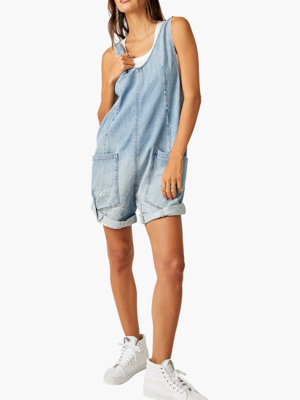 Free People High Roller Denim Short Overall size Small